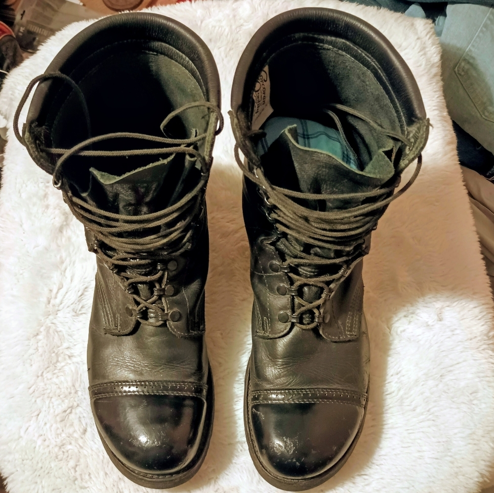 Black Leather Corcoran Lace-Up Jump Boots Men's Size 14D
